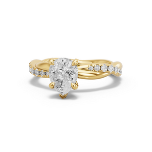 Image for Pear Diamond Tulip Ring with Rope Pave band