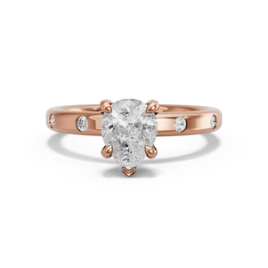 Image for Pear Diamond Tulip Ring with Sleek Accent band