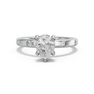 Image for Pear Diamond Tulip Ring with Sleek Accent band