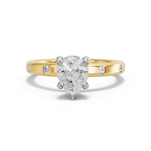 Image for Pear Diamond Tulip Ring with Sleek Accent band