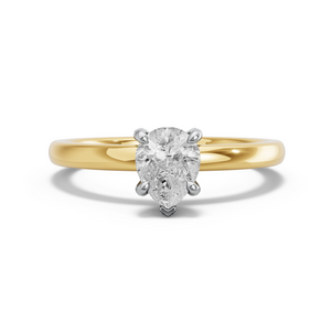 Image for Pear Diamond Tulip Ring with Solitaire band in 18K Two Tone Yellow Gold
