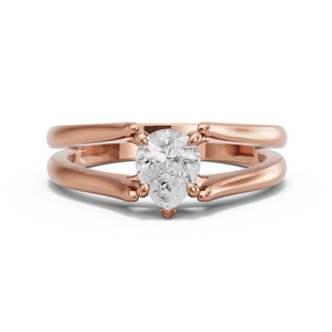 Image for Pear Diamond Tulip Ring with Split Ring Solitaire band in 14K Rose Gold