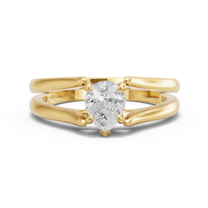 Image for Pear Diamond Tulip Ring with Split Ring Solitaire band in 18K Yellow Gold