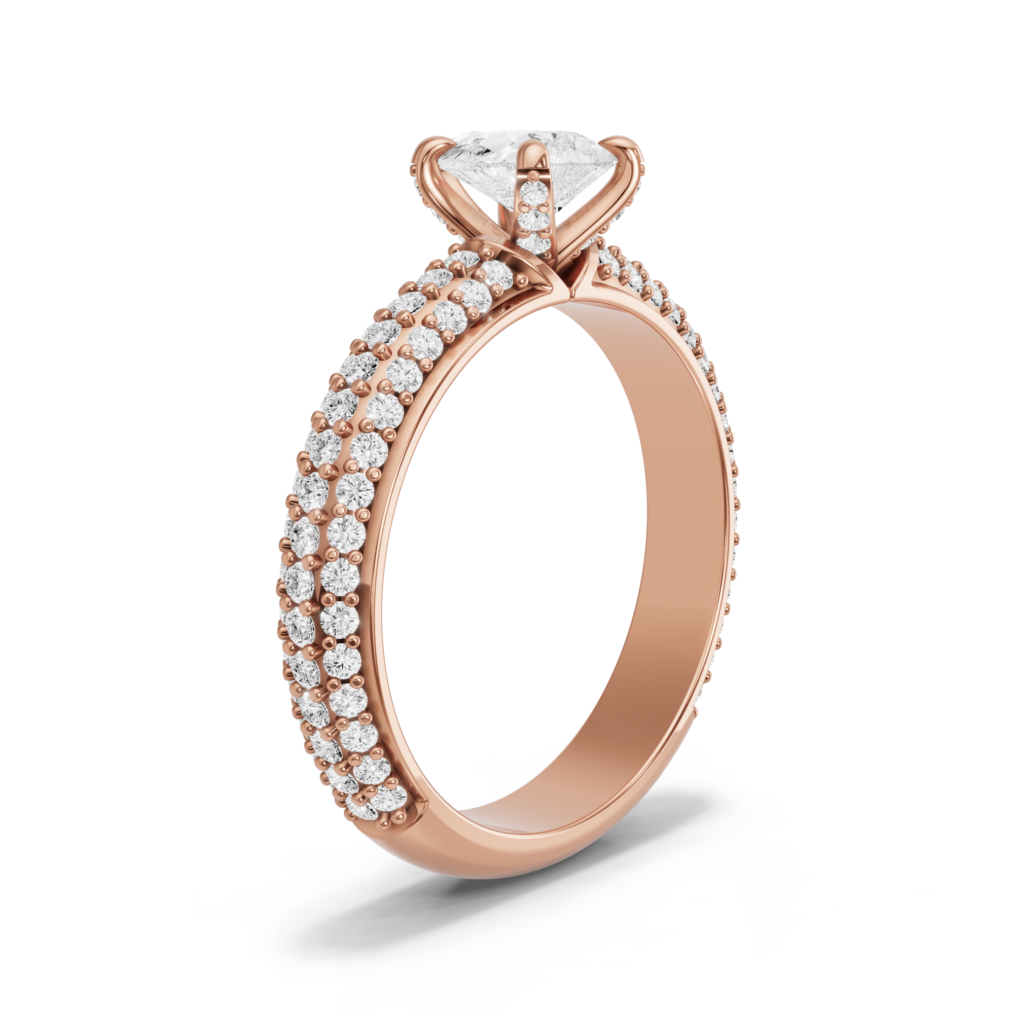 Image for Pear Diamond Tulip Ring with Triple Row Pave band