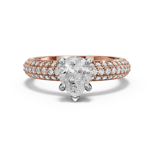 Image for Pear Diamond Tulip Ring with Triple Row Pave band