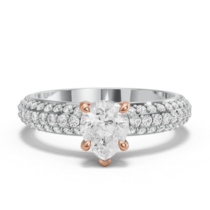Image for Pear Diamond Tulip Ring with Triple Row Pave band