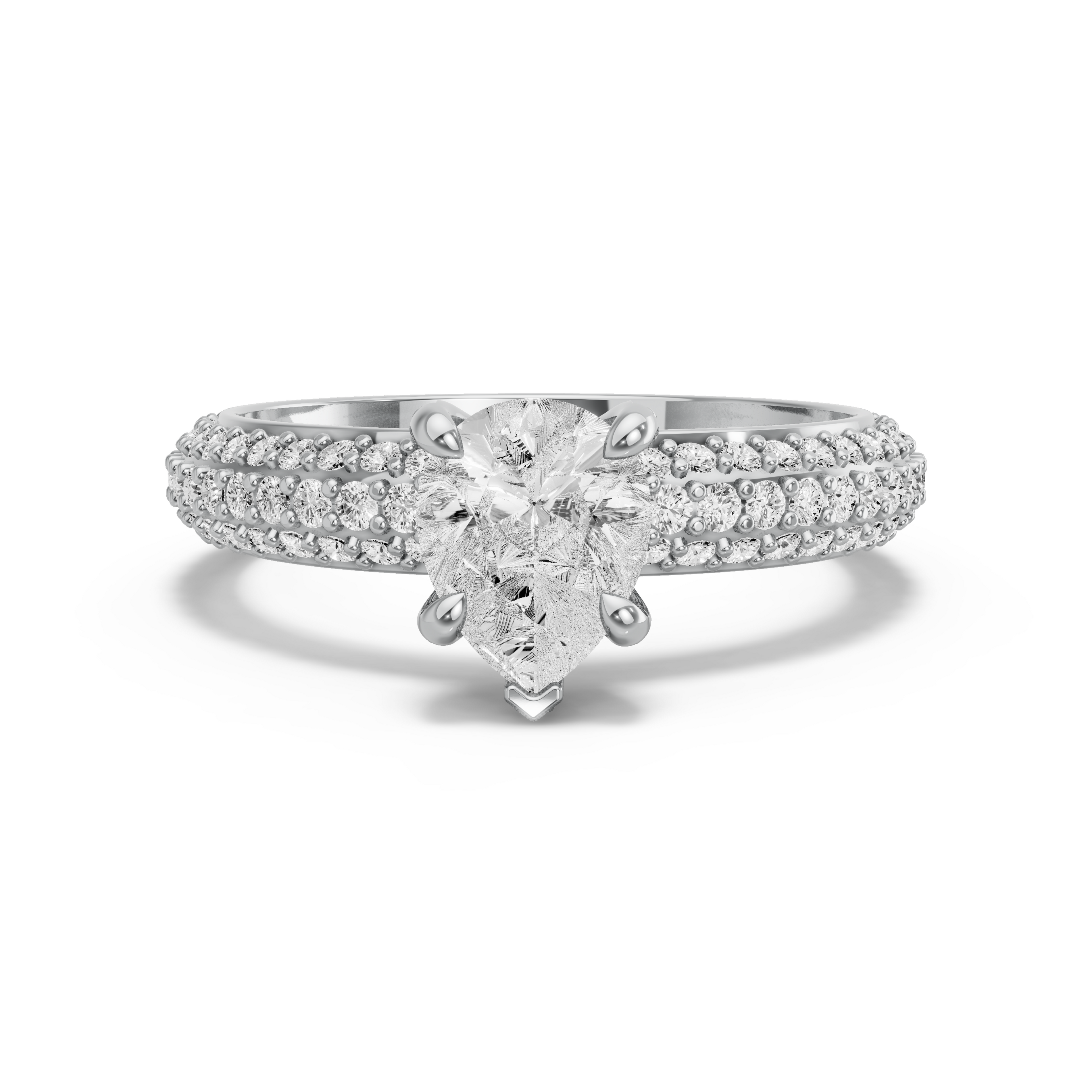 Image for Pear Diamond Tulip Ring with Triple Row Pave band