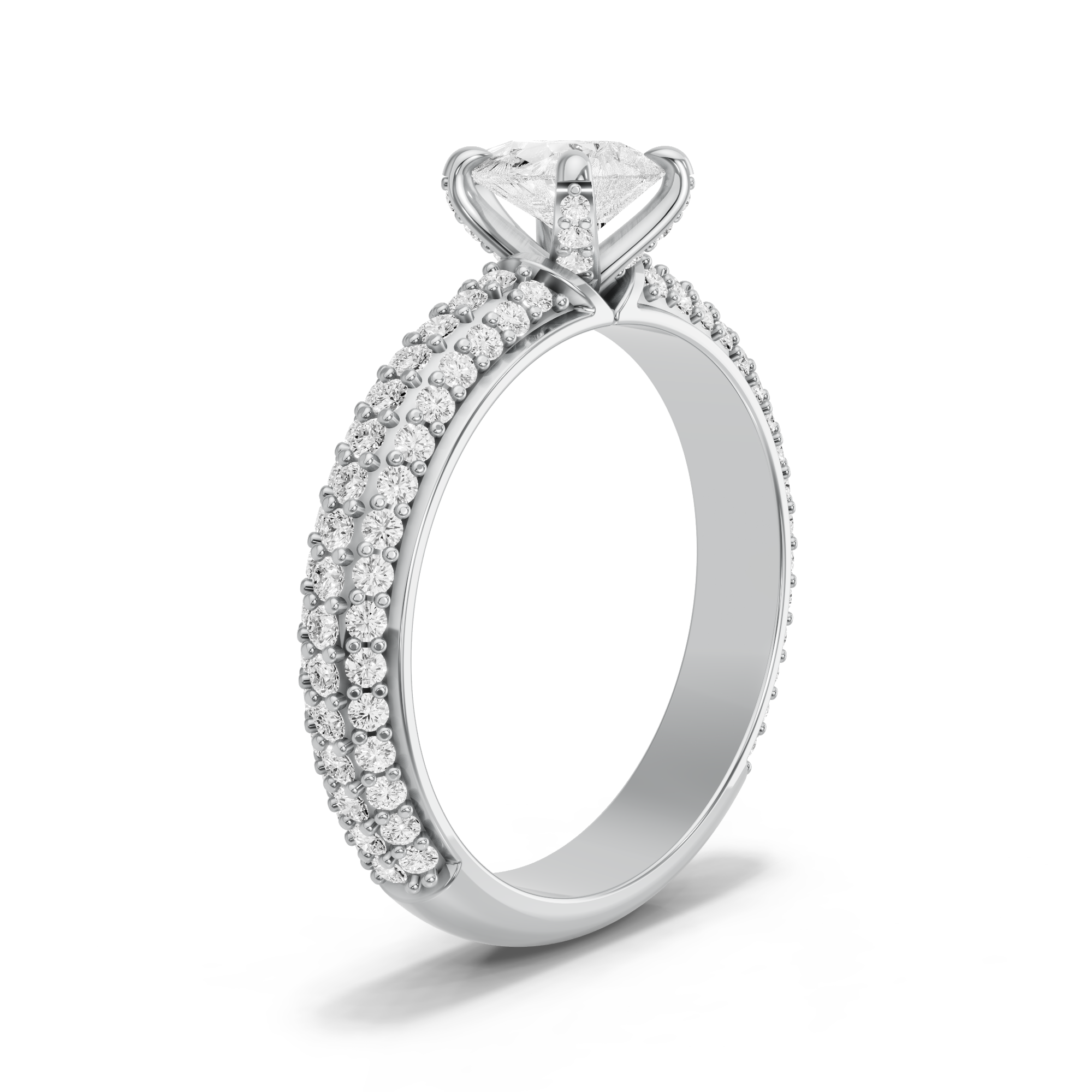 Image for Pear Diamond Tulip Ring with Triple Row Pave band
