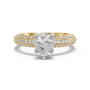 Image for Pear Diamond Tulip Ring with Triple Row Pave band