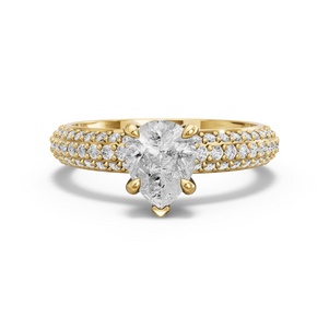 Image for Pear Diamond Tulip Ring with Triple Row Pave band
