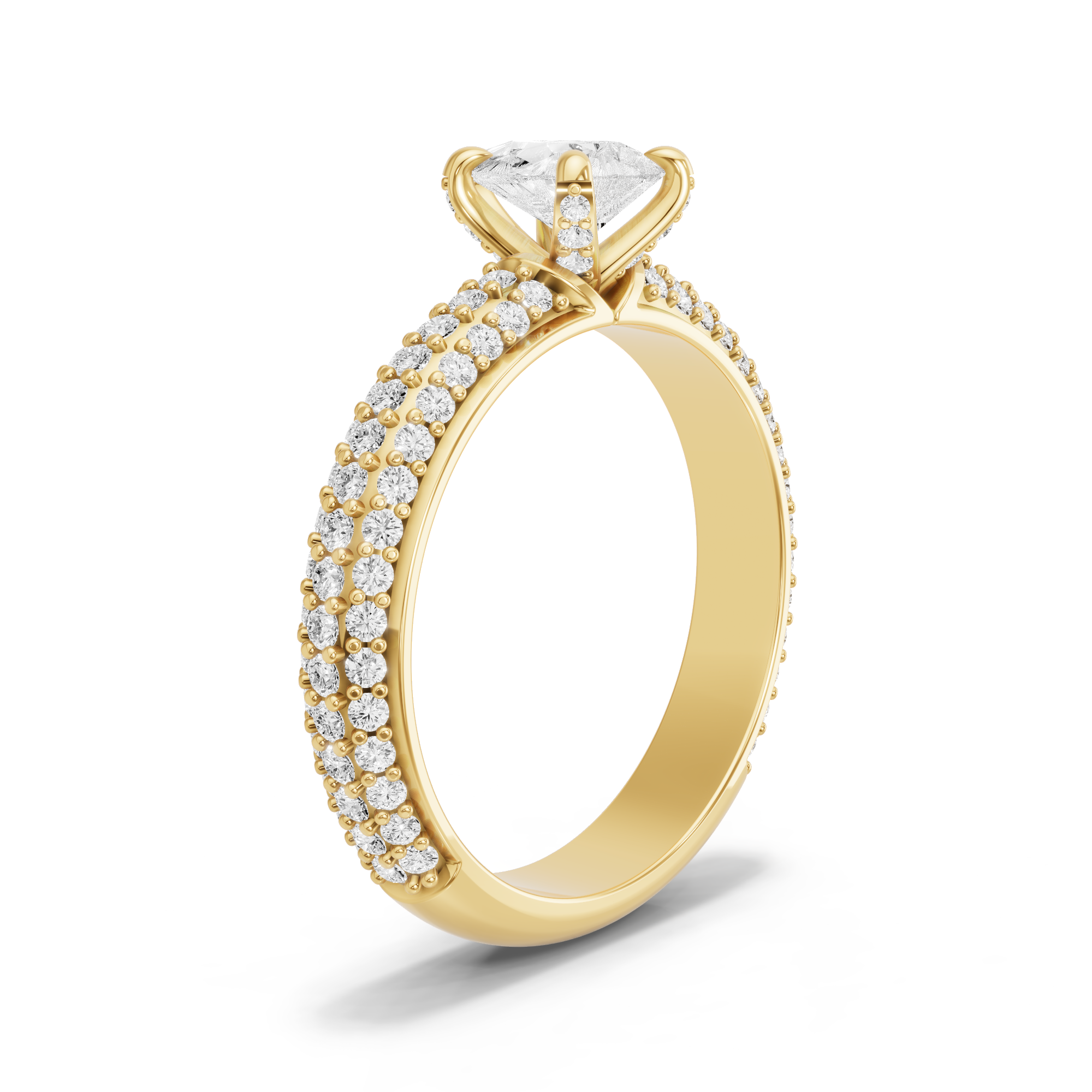 Image for Pear Diamond Tulip Ring with Triple Row Pave band