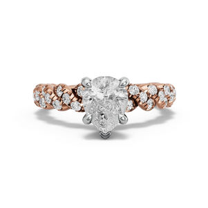 Image for Pear Diamond Tulip Ring with Twist Pave band in 10K Two Tone Rose Gold