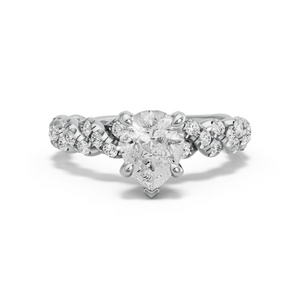 Image for Pear Diamond Tulip Ring with Twist Pave band