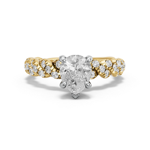 Image for Pear Diamond Tulip Ring with Twist Pave band