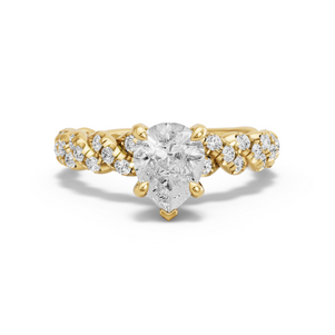 Image for Pear Diamond Tulip Ring with Twist Pave band