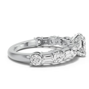 Image for Princess Diamond Tulip Ring with Alternating Baguette band