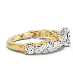 Image for Princess Diamond Tulip Ring with Alternating Baguette band