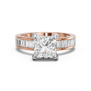 Image for Princess Diamond Tulip Ring with Baguette Channel band