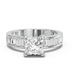 Image for Princess Diamond Tulip Ring with Baguette Channel band