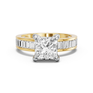 Image for Princess Diamond Tulip Ring with Baguette Channel band