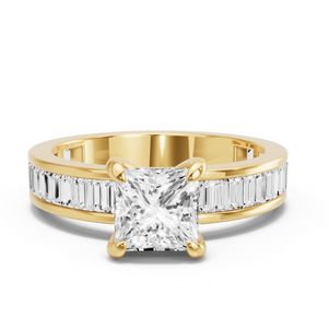Image for Princess Diamond Tulip Ring with Baguette Channel band