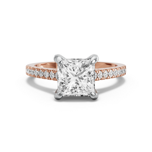 Image for Princess Diamond Tulip Ring with Cathedral Pave band