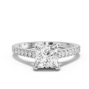 Image for Princess Diamond Tulip Ring with Cathedral Pave band