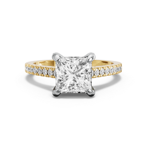 Image for Princess Diamond Tulip Ring with Cathedral Pave band