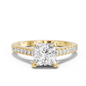 Image for Princess Diamond Tulip Ring with Cathedral Pave band