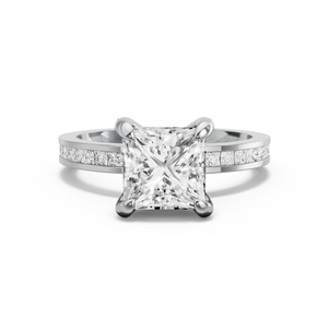 Image for Princess Diamond Tulip Ring with Channel band in 14K Two Tone Rose Gold
