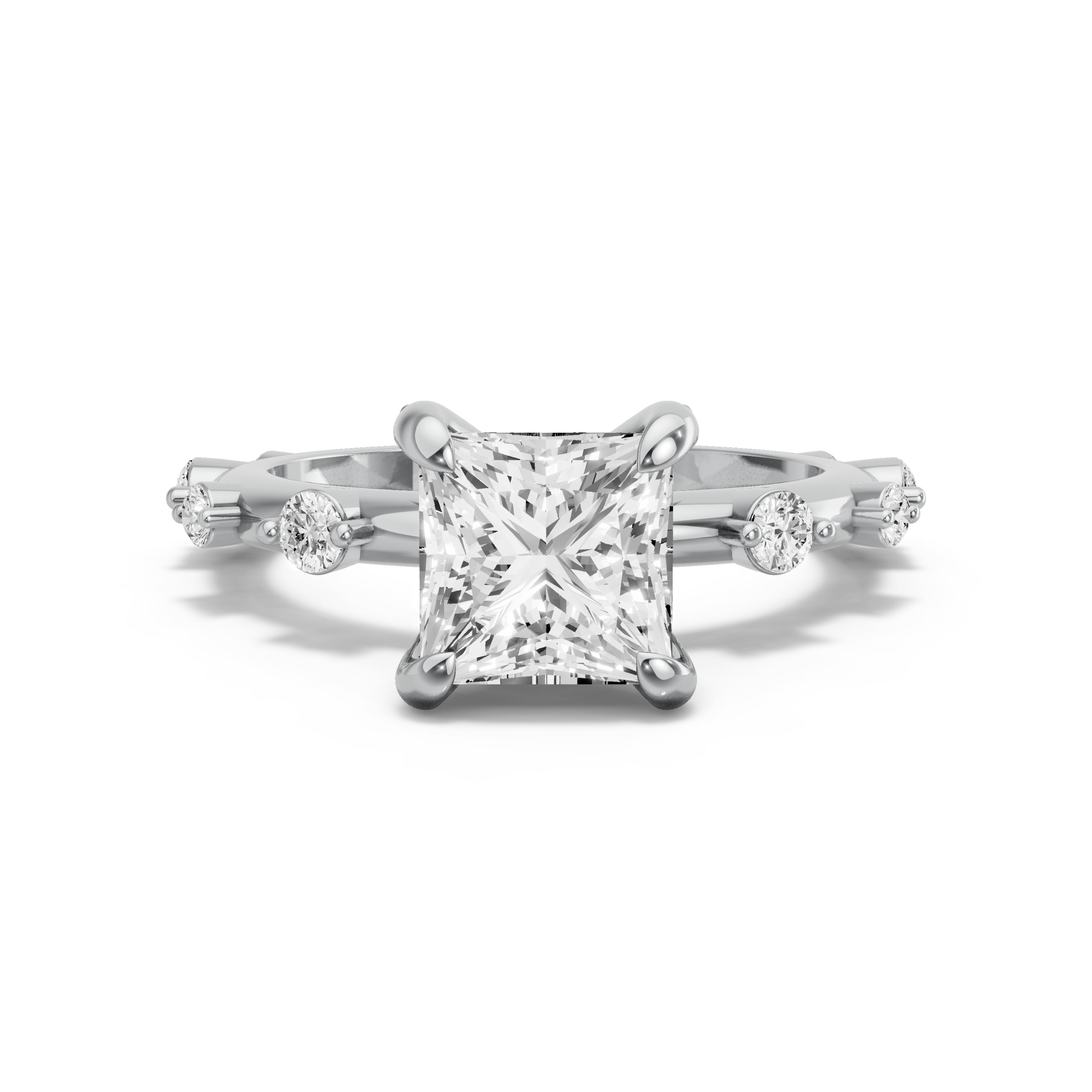 Image for Princess Diamond Tulip Ring with Channel band in 950 Platinum