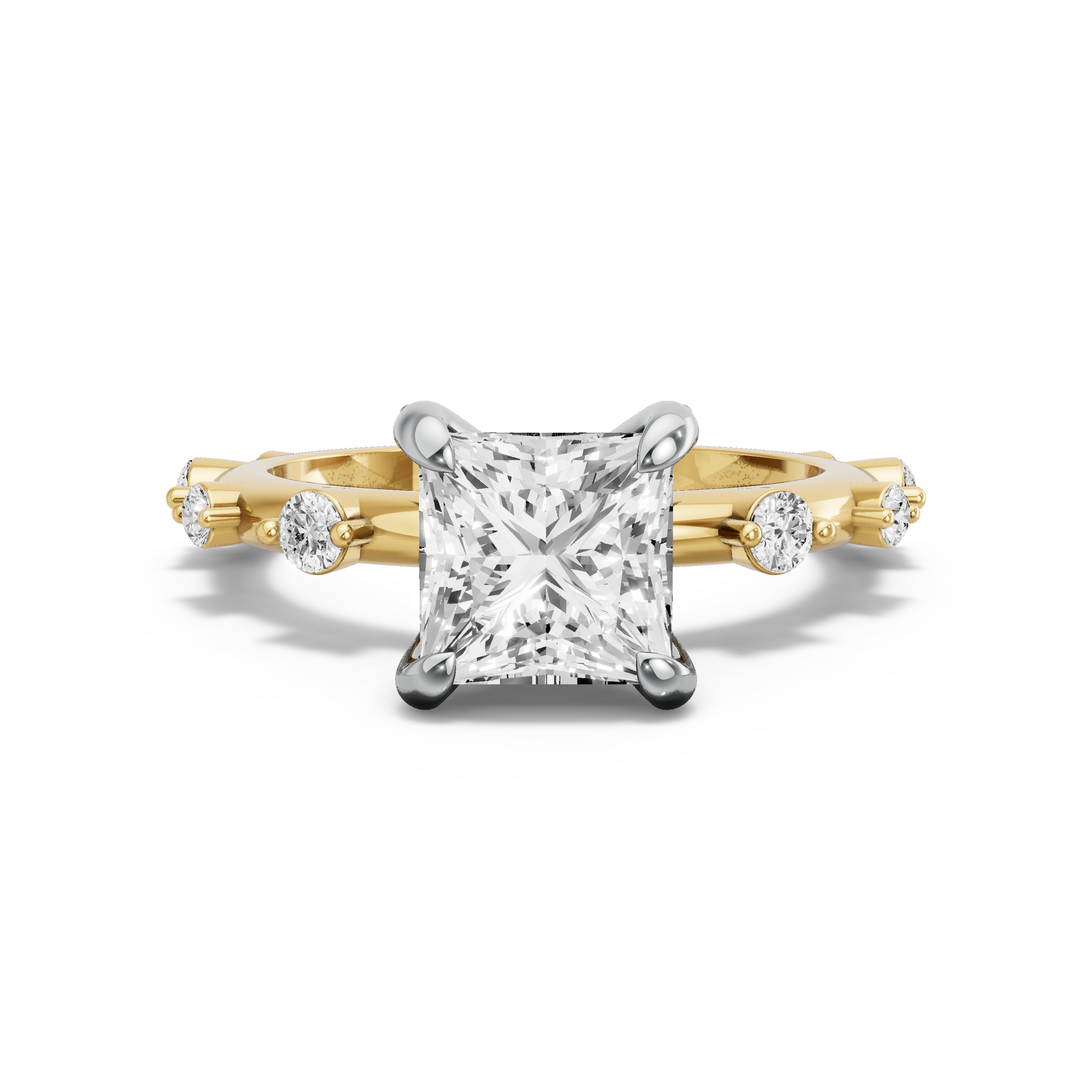 Image for Princess Diamond Tulip Ring with Floating Station band in 18K Rose Gold