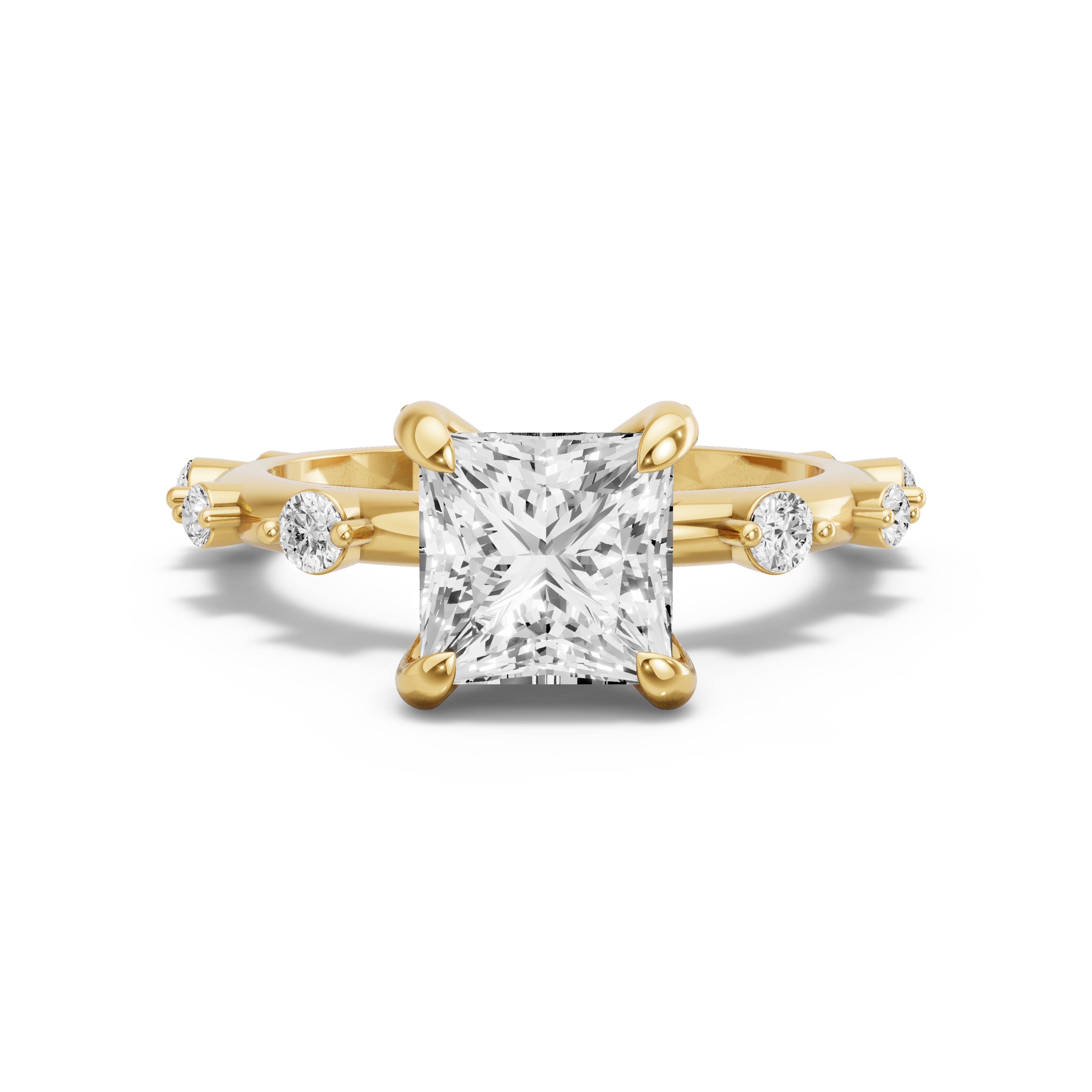 Image for Princess Diamond Tulip Ring with Floating Station band in 14K White Gold