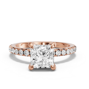 Image for Princess Diamond Tulip Ring with French Pave band