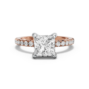 Image for Princess Diamond Tulip Ring with French Pave band