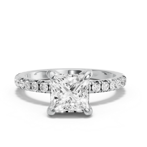 Image for Princess Diamond Tulip Ring with French Pave band