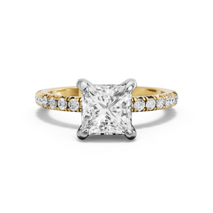 Image for Princess Diamond Tulip Ring with French Pave band