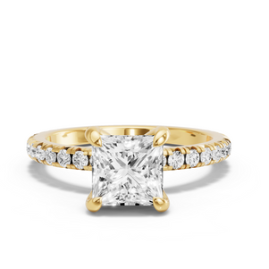 Image for Princess Diamond Tulip Ring with French Pave band