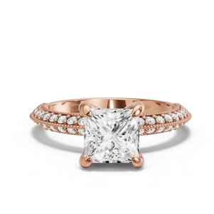 Image for Princess Diamond Tulip Ring with Knife Edge Pave band