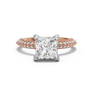 Image for Princess Diamond Tulip Ring with Knife Edge Pave band