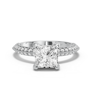 Image for Princess Diamond Tulip Ring with Knife Edge Pave band
