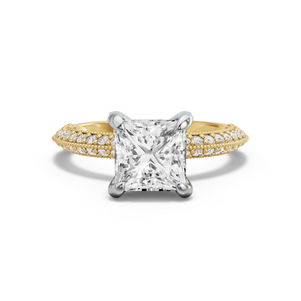 Image for Princess Diamond Tulip Ring with Knife Edge Pave band