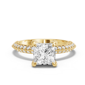 Image for Princess Diamond Tulip Ring with Knife Edge Pave band