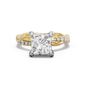 Image for Princess Diamond Tulip Ring with Rope Pave band