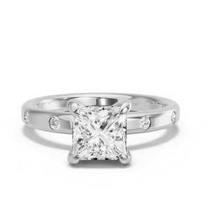 Image for Princess Diamond Tulip Ring with Sleek Accent band