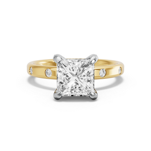 Image for Princess Diamond Tulip Ring with Sleek Accent band