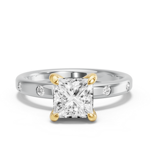 Image for Princess Diamond Tulip Ring with Sleek Accent band