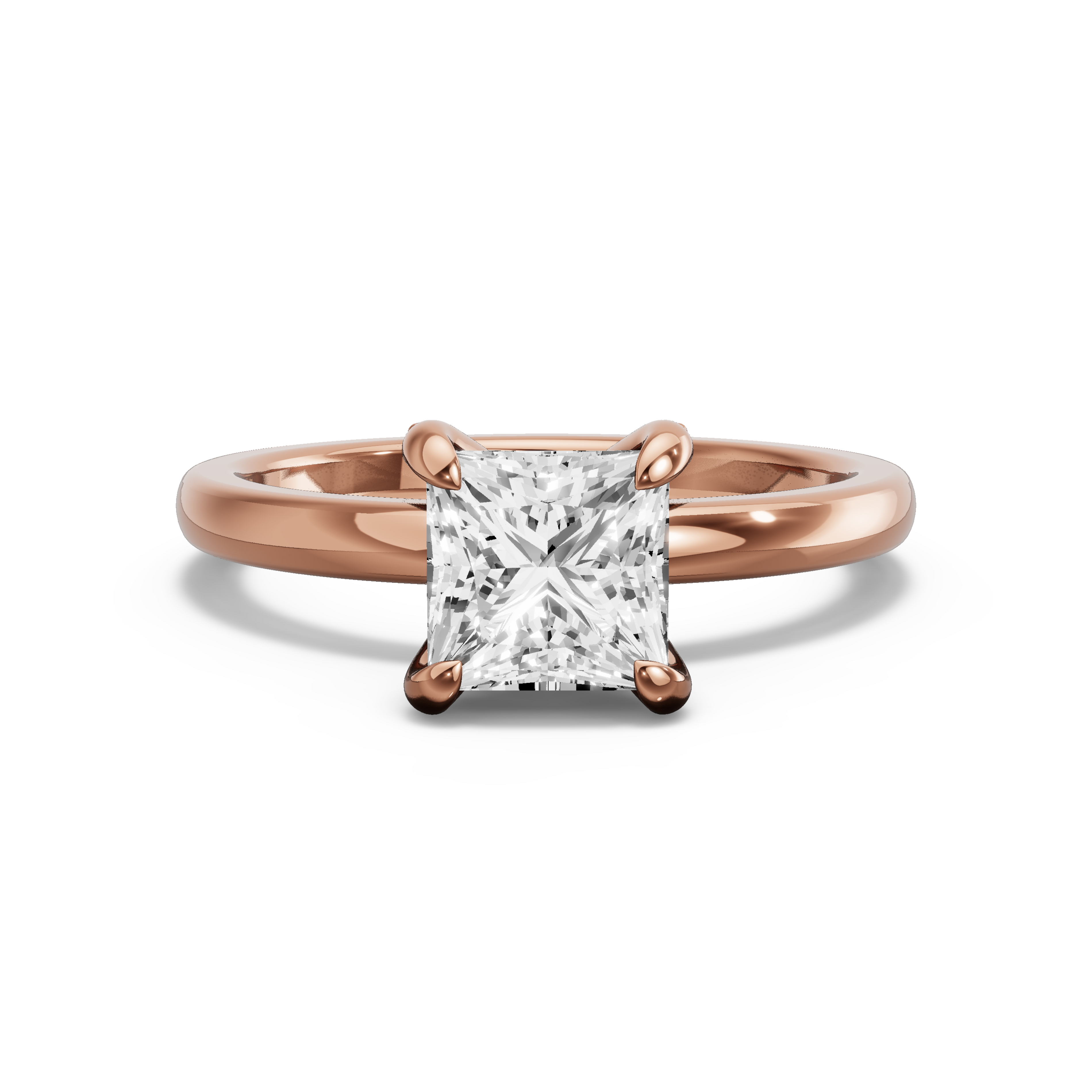 Image for Princess Diamond Tulip Ring with Solitaire band in 10K Yellow Gold