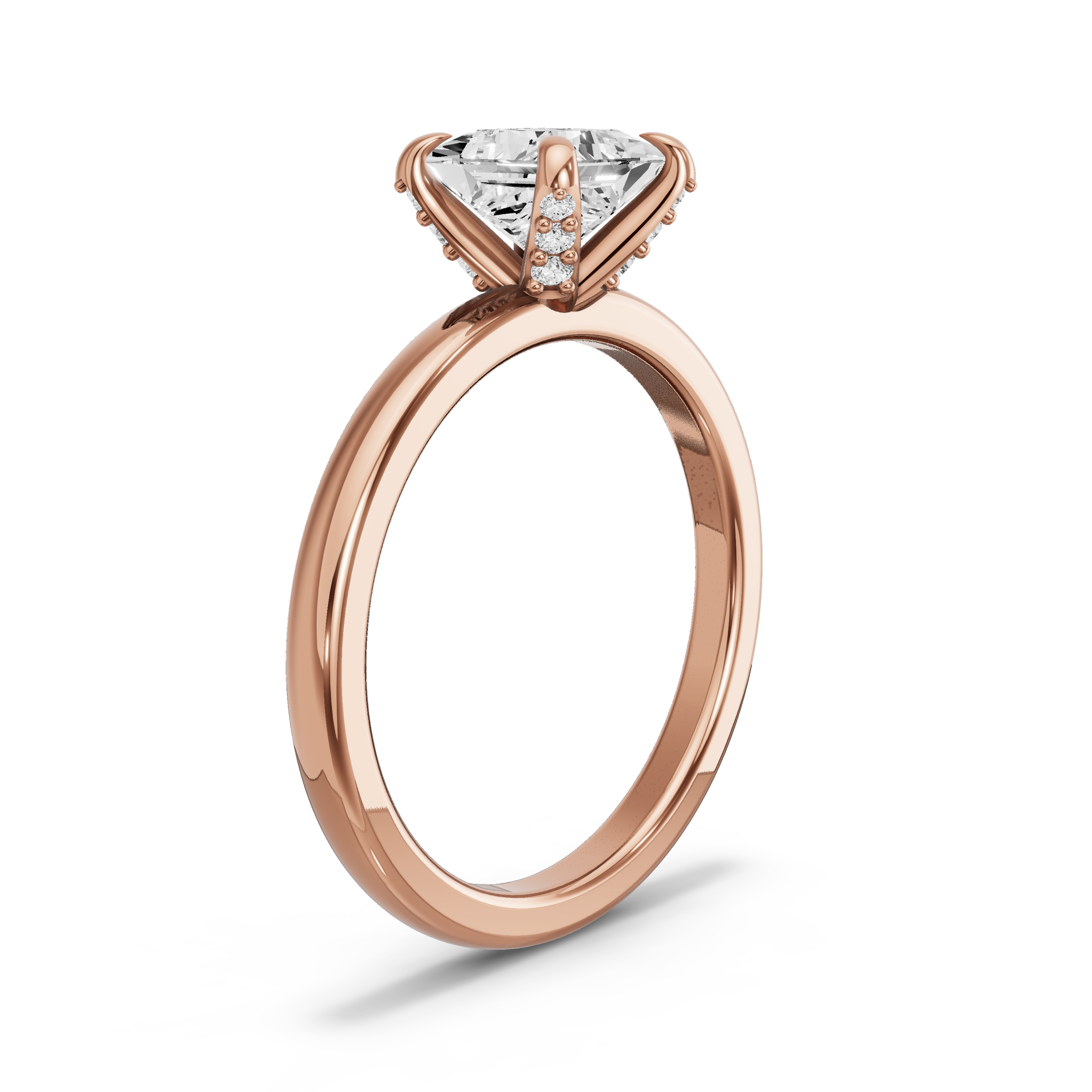 Image for Princess Diamond Tulip Ring with Solitaire band in 14K Yellow Gold