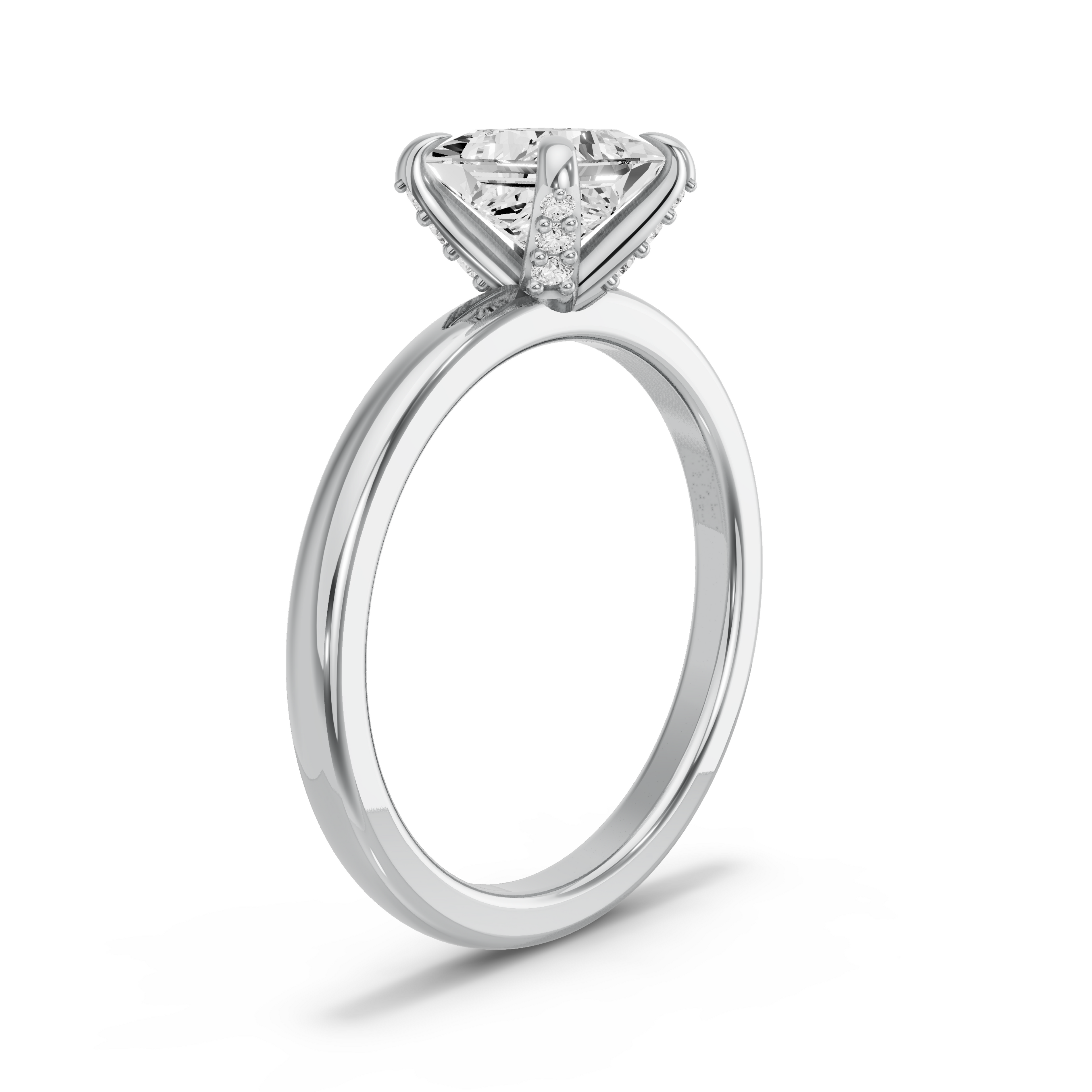 Image for Princess Diamond Tulip Ring with Sleek Accent band in 950 Platinum